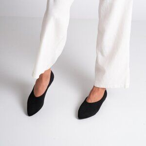 WAPS Sz. 7.5 Natural Black Pointed Toe Model Bee Flats